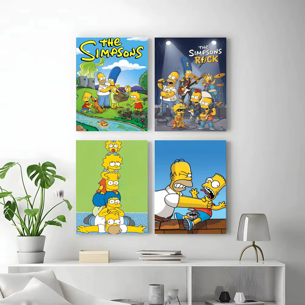 Affiche autocollante de dessin animé classique T-The S-Simpsons, autocollant en papier imperméable, décoration murale pour café, bar, chambre