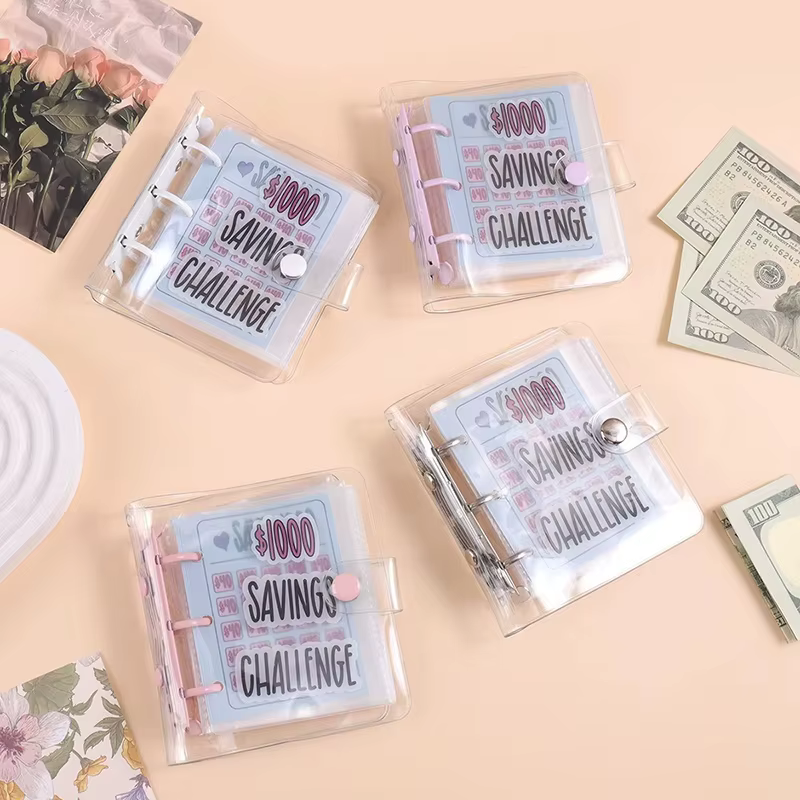 Carnet de budget et d'épargne à feuilles mobiles pour le défi d'épargne de 1000, avec enveloppes pour budget de trésorerie et planification budgétaire logistique