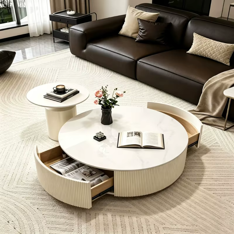 Table basse minimaliste moderne pour salon, design gain de place, petite table basse ronde pour balcon, meubles de salon