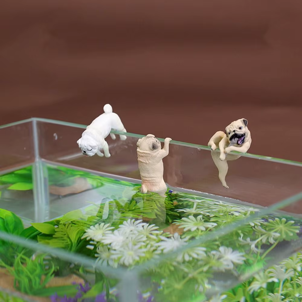Figurine Miniature en Forme de Chien de Compagnie, Simulation Mignonne, Bord de Poisson Précieux, Ornements de Décoration d'Aquarium, Pendentif, Accessoires de Beurre, 1 Pièce