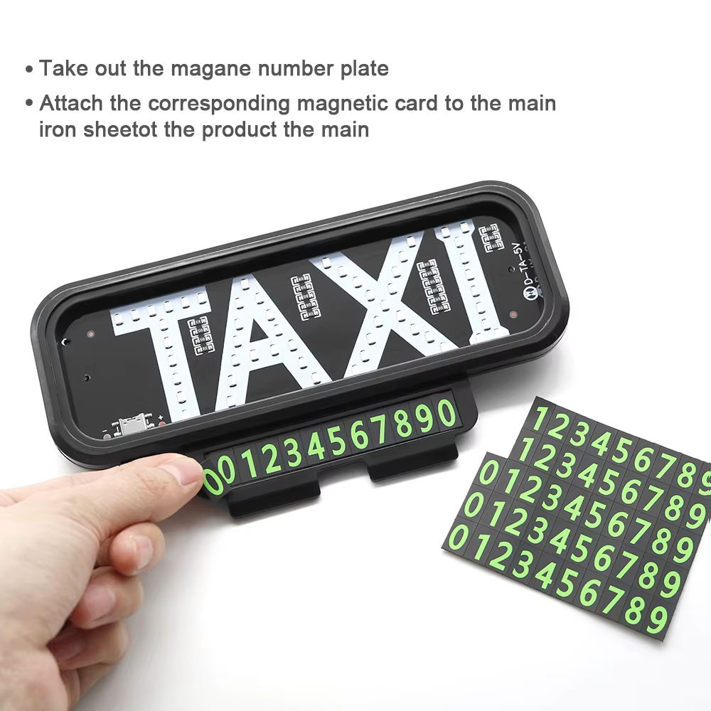 Lettres lumineuses LED pour taxi, éclairage intérieur de voiture, avec autocollant adhésif puissant, USB C, lettres lumineuses sur panneau.