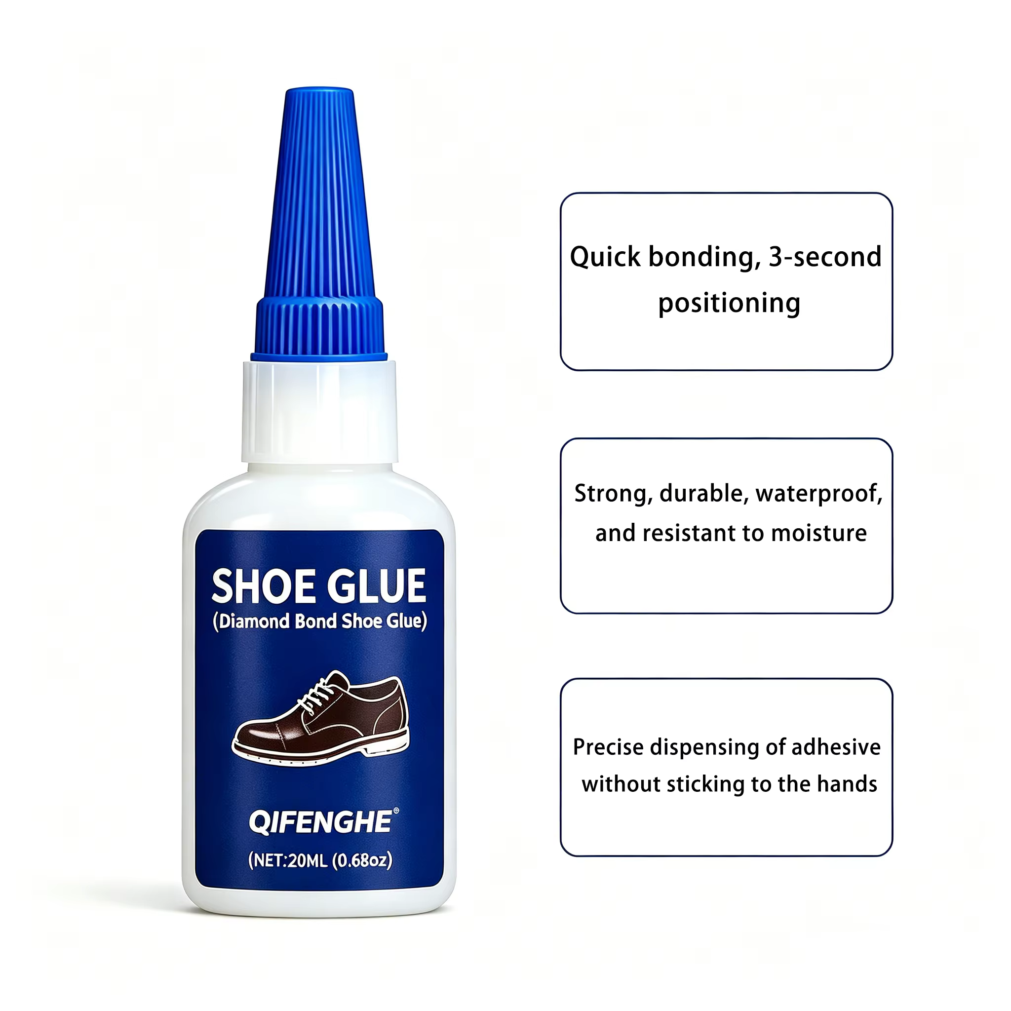 Colle à chaussures Diamond Bond, adhésif puissant et flexible pour des réparations de chaussures durables, idéal pour le collage des semelles et les fixations décoratives de chaussures, Com