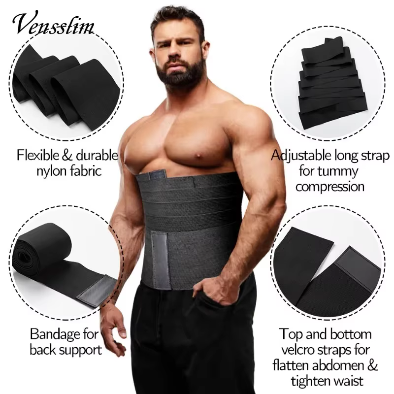 Vensslim hommes taille formateur Abdomen réducteur minceur ceinture corps Shaper Snatch Me Up pansement