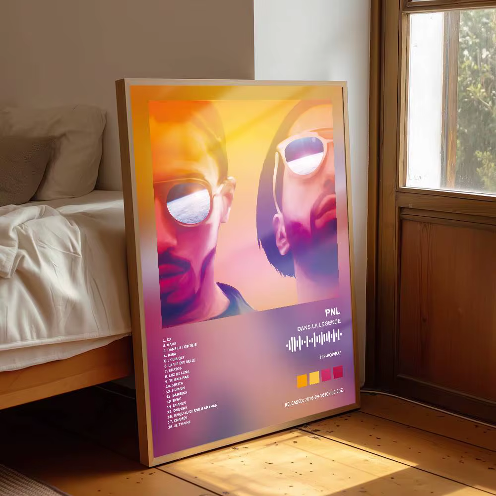 Affiche PNL, couverture d'album, chansons, musique, rap, autocollant mural en papier imperméable pour décoration de salon et de maison