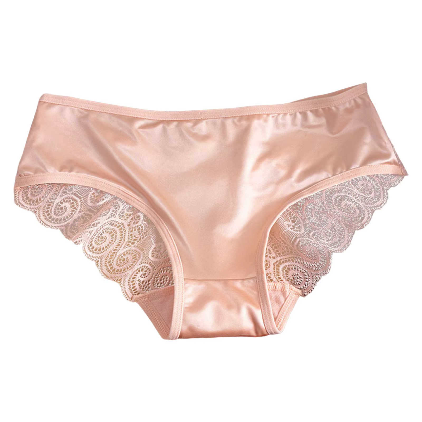 Culotte femme jaune sous-vêtements en Satin de soie dentelle Lingerie Sexy respirant taille moyenne slip
