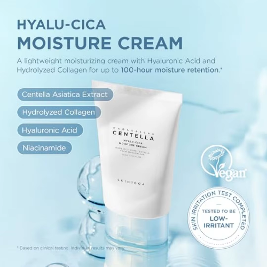Crème hydratante pour le visage SKIN1004 Hyalu-Cica, hydratation intense pour peaux sèches et déshydratées, soin coréen pour la peau