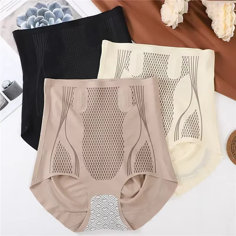 Taille haute glace soie façonnage culottes femmes sans couture Shorts corps Shaper slips pour femme respirant hanche ascenseur pantalon Shapewear