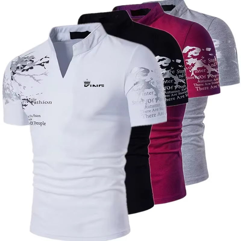 Polo de Golf pour hommes, imprimé graphique, col en V, extérieur, rue, manches courtes, vêtements imprimés, sport, mode, Streetwear de styliste