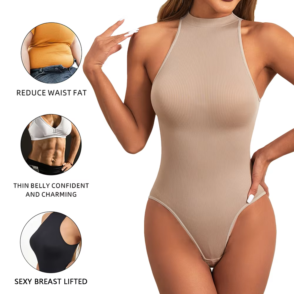 Body modelant à col rond pour femmes