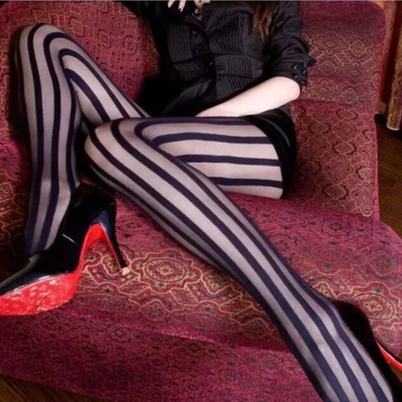 2 paires de collants rayés pour femmes
