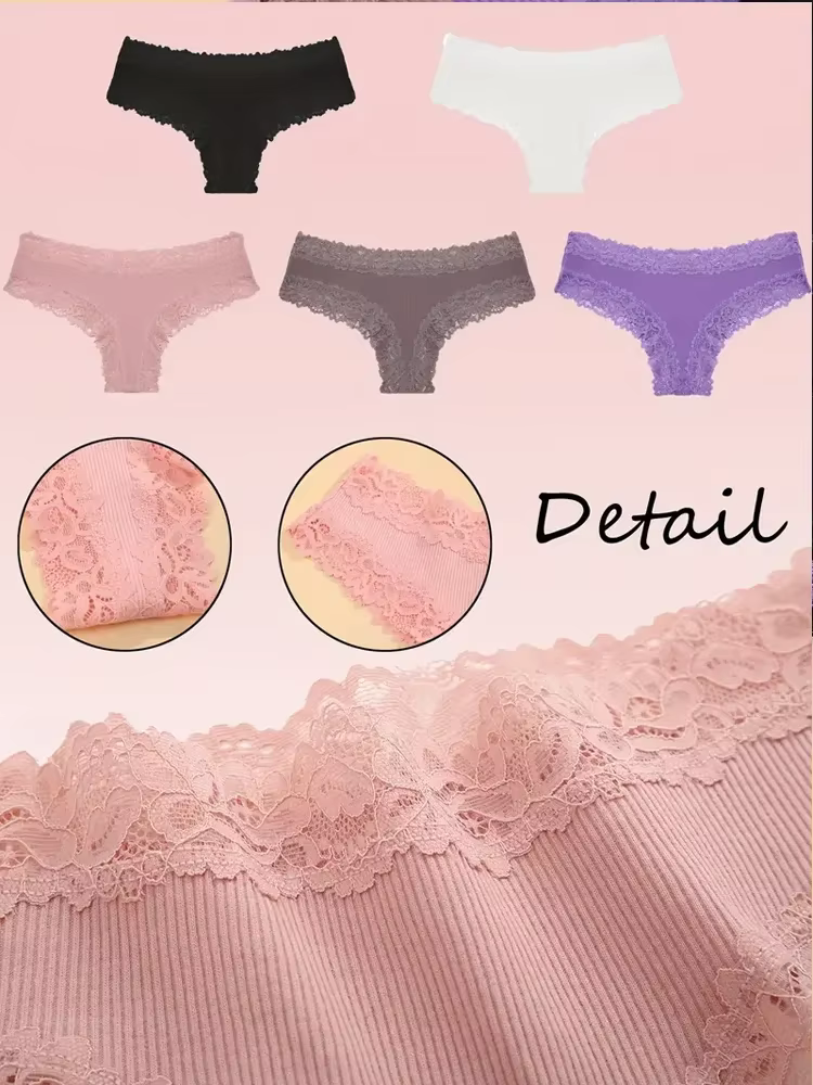 3 pièces/ensemble femmes coton dentelle culottes florale sous-vêtements intimes à la mode Patchwork