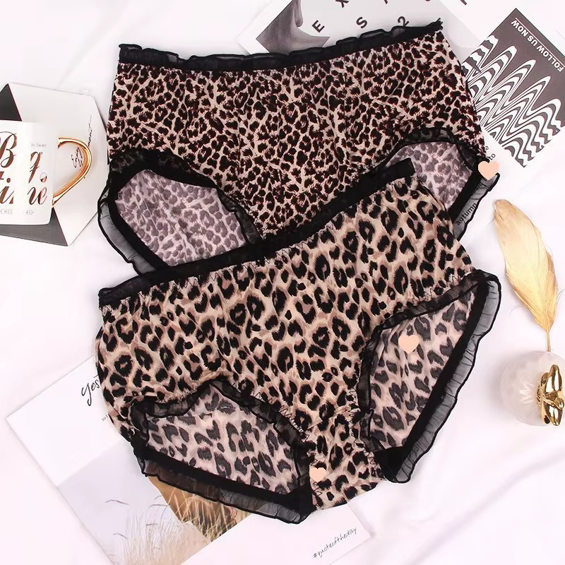 Grande taille taille moyenne femmes culottes mode impression slips sous-vêtements dames Sexy dentelle volants sans couture élastique caleçon Lingerie