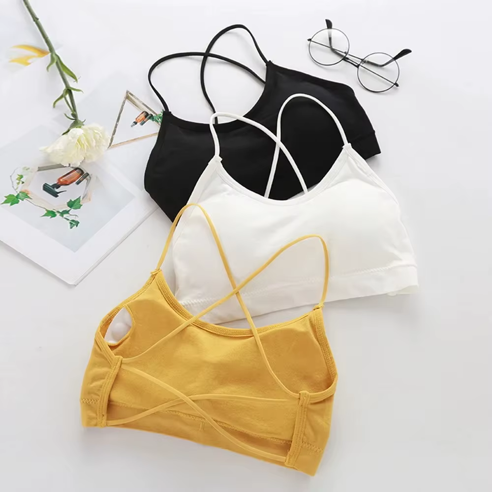 Soutien-gorge Push Up respirant à bretelles croisées pour femme