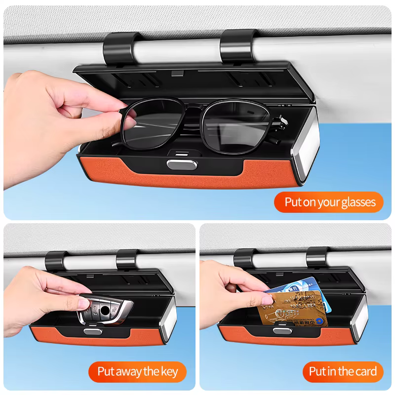 Boîte de protection universelle multifonctionnelle pour lunettes de soleil de voiture, boîte de rangement pour lunettes de soleil et porte-lunettes, pare-soleil à clipser, voiture