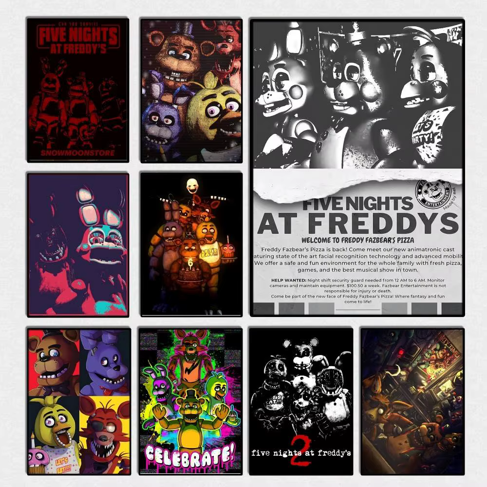 1pc Game Fnaf Five-nights-At-Freddys Classic Posters Fancy Wall Sticker for Living Room Bar Decoration Wall Decor
