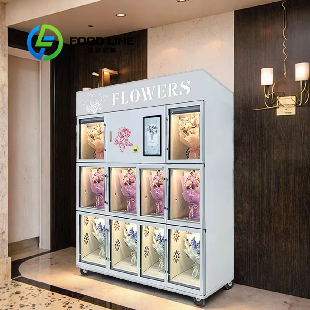 Distributeur automatique de fleurs en espèces, pièces de monnaie, cartes, paiement du code de numérisation, distributeur automatique en libre-service de roses et de fleurs fraîches