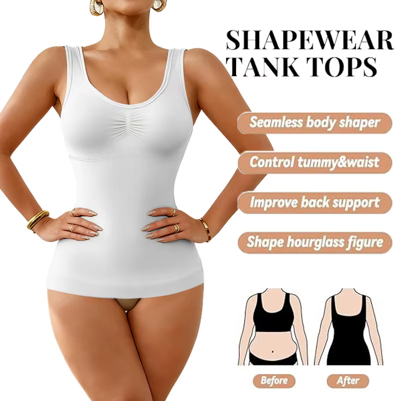 Femmes ventre contrôle Shapewear classique 2-en-1 avec soutien-gorge rembourré haute élastique gilet corps Shaper Up ascenseur Corset Cami débardeurs 3 couleurs