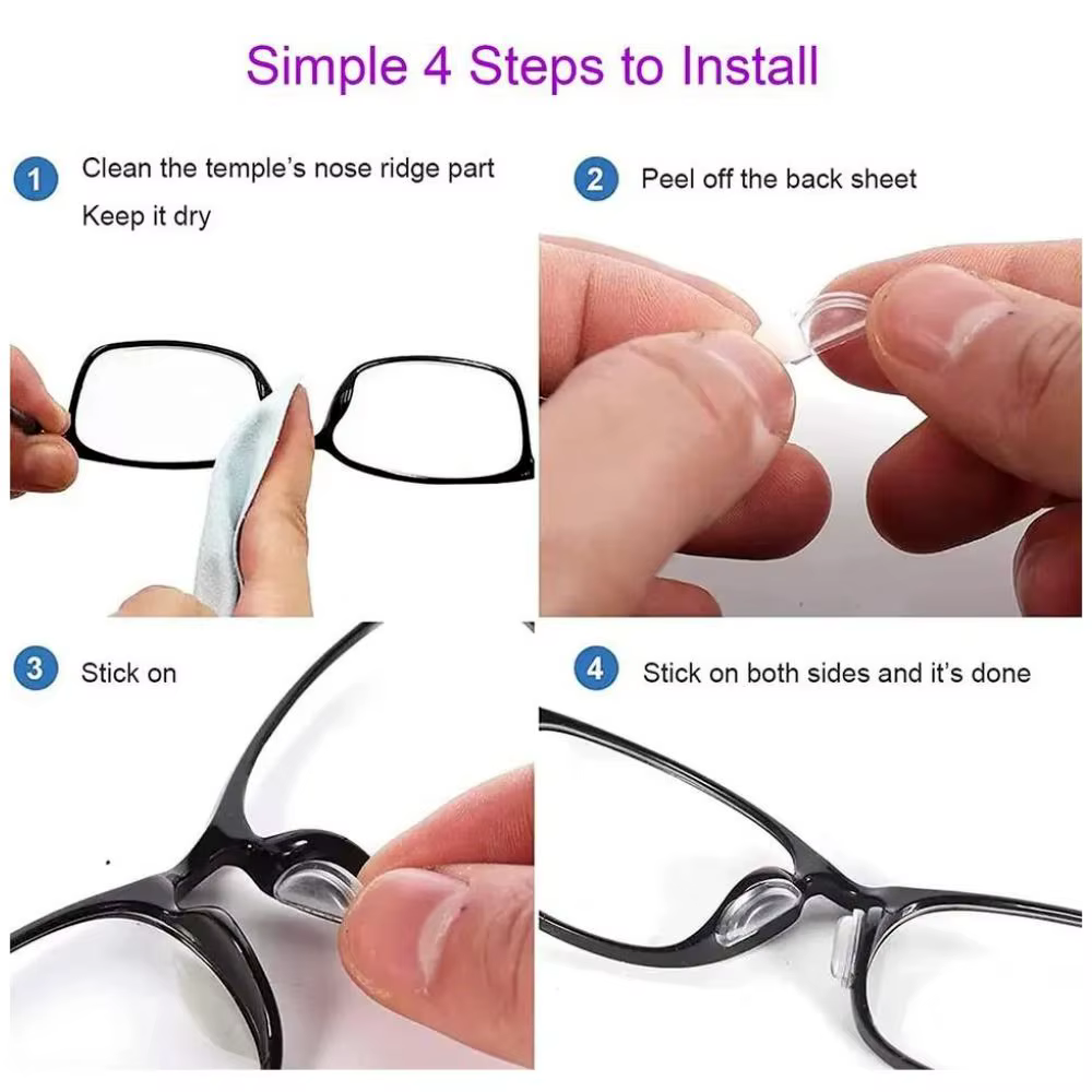 20 paire/ensemble D forme bâton sur Supports nasaux Invisible anti-dérapant lunettes plaquettes nasales accessoires lunettes porte-nez Transparent