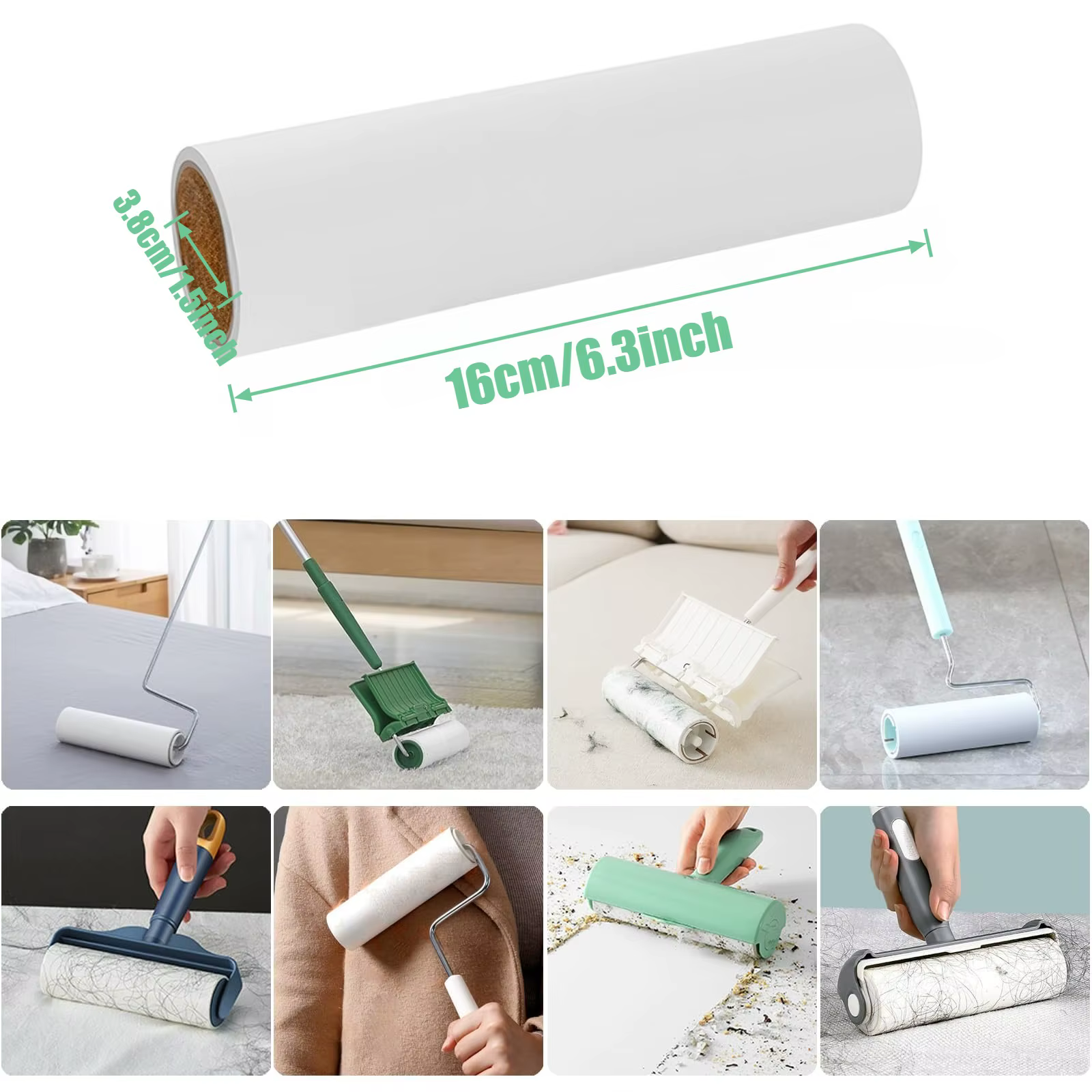 Recharges de rouleaux anti-poils de 6,3/7,48/9,45 pouces, extra collantes, pour poils d'animaux, 60 feuilles par rouleau, lot de 5, 300 feuilles au total