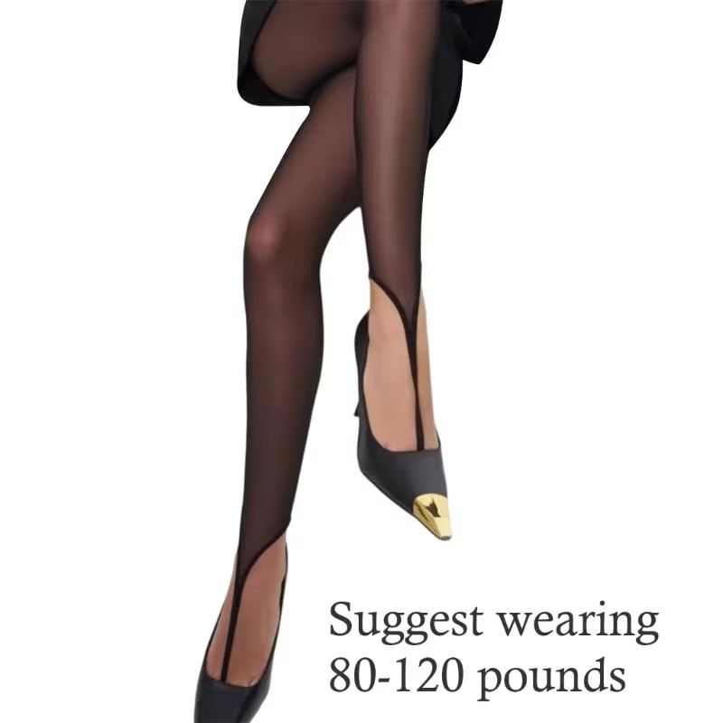 Collants noirs élégants en maille transparente avec boucle d'orteil renforcée