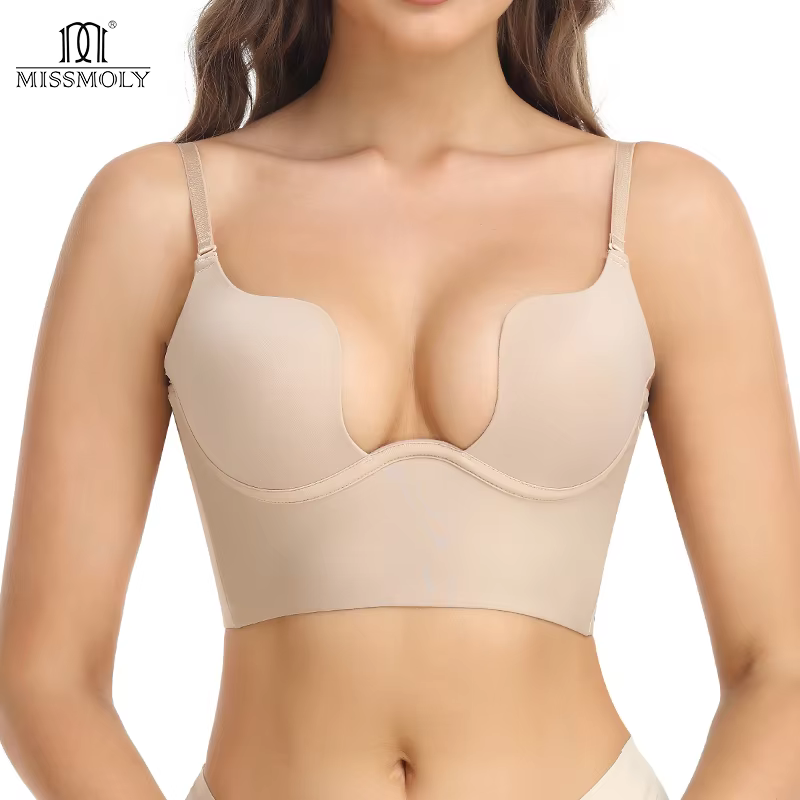 Body Shapewear col en v profond corps Shaper dos nu U plongeant string Shapers taille formateur femmes sangle transparente rembourré Push Up Corset