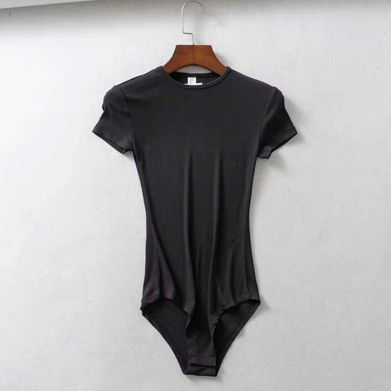Hauts de combinaison moulante à manches courtes pour femme