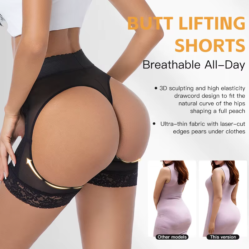 Femmes fesse ouvert hanche butin Shorts dentelle bout