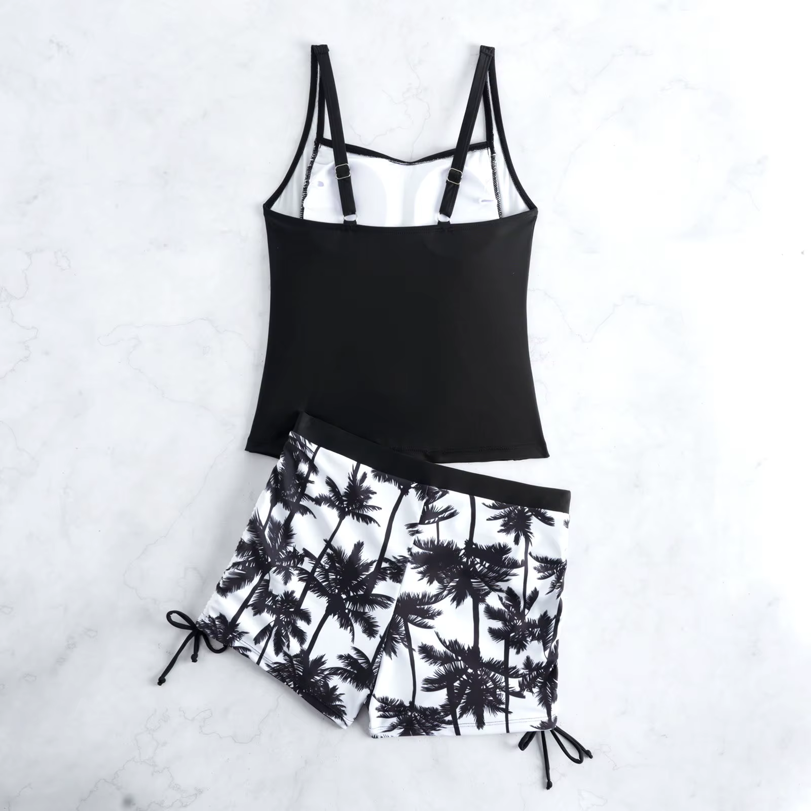 Maillots de bain tankini pour femmes, imprimés, avec short à cordon de serrage latéral, maillot de bain deux pièces tendance pour les vacances à la plage