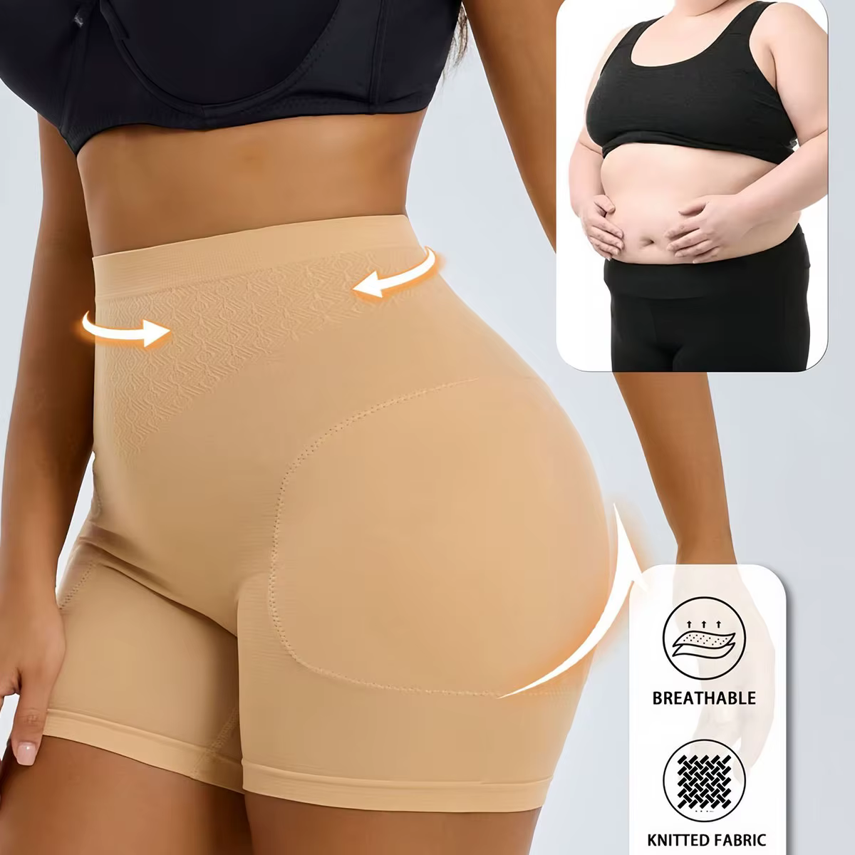 Flarixa Culotte gainante rehausse-fesses pour femme avec coussinets amovibles