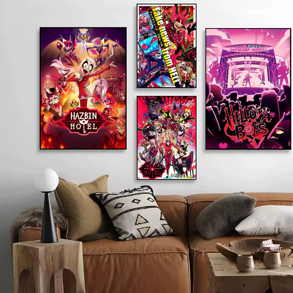 Affiche murale classique Anime H_Hazbin H_Hotel, autocollants artistiques décoratifs, impression Photo murale pour la maison, salon, couloir, décor