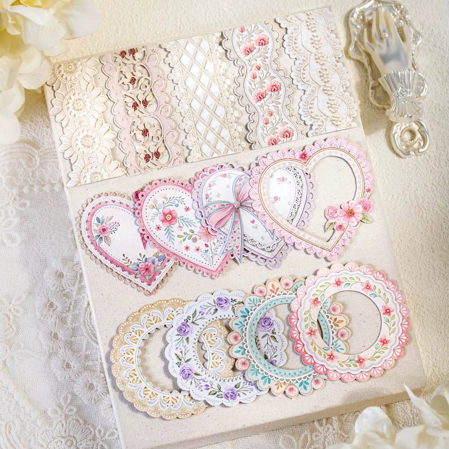Autocollants décoratifs pour Scrapbooking, série dentelle, pour bricolage, cadre Photo, Collage, décoration, fournitures artisanales, 20 feuilles