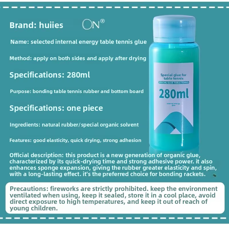 HUIESON Colle organique pour tennis de table (280 ml) Amélioration des points, séchage rapide et longue durée