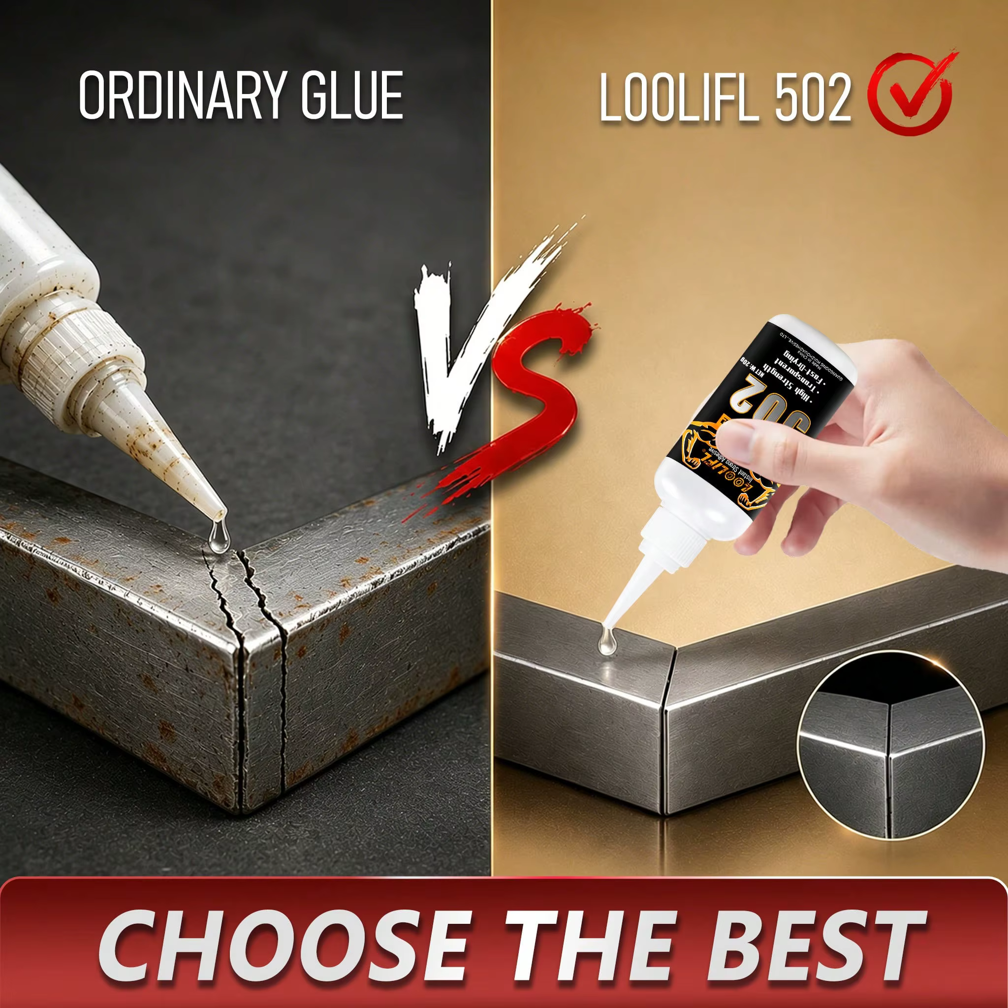 LOOLIFL 20g 502 Super Glue, adhésif instantané puissant, séchage rapide, transparent, pour plastique, métal, bois, céramique, bricolage, artisanat, réparation