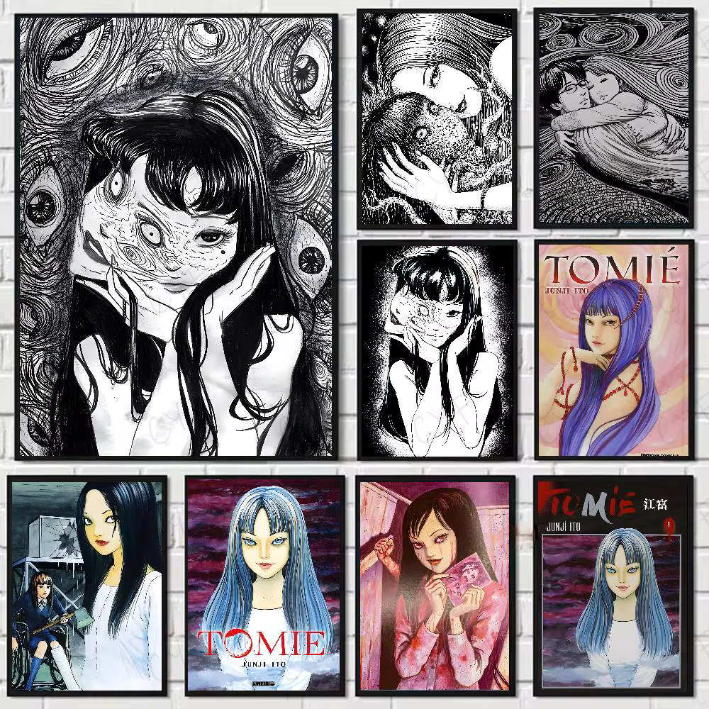 J-junji Ito t-tomies affiche rétro HD art mur collant étanche maison salon chambre décoration esthétique