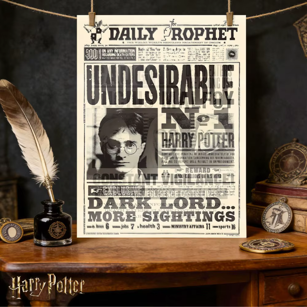 Affiche holographique officielle Harry Potter avec trois variations, The Prophet, mettant en scène des scènes changeantes reconstituant la scène de