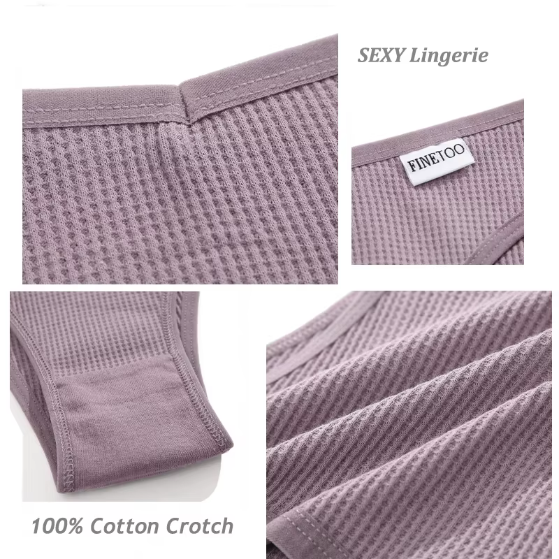 7 pièces/ensemble femmes gaufré coton culottes Sexy taille V culotte brésilienne femme respirant sous-vêtements doux solide Stretch Lingerie