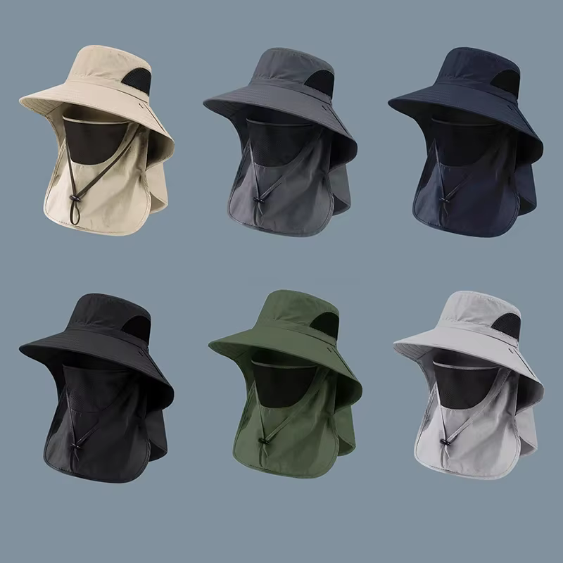 Chapeaux de soleil d'été Protection UV casquette de pêche de chasse en plein air pour hommes femmes randonnée Camping visière seau chapeau cou rabat chapeau de pêcheur