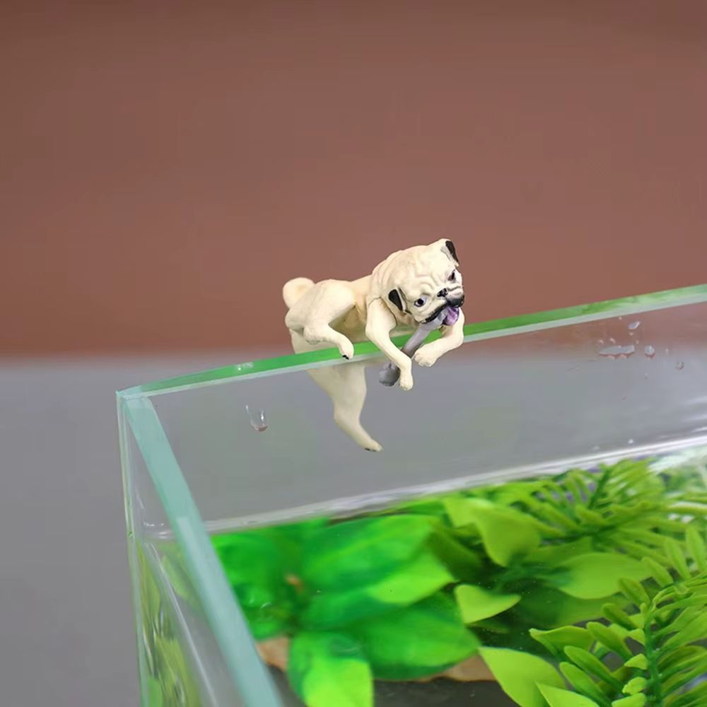 Figurine Miniature en Forme de Chien de Compagnie, Simulation Mignonne, Bord de Poisson Précieux, Ornements de Décoration d'Aquarium, Pendentif, Accessoires de Beurre, 1 Pièce