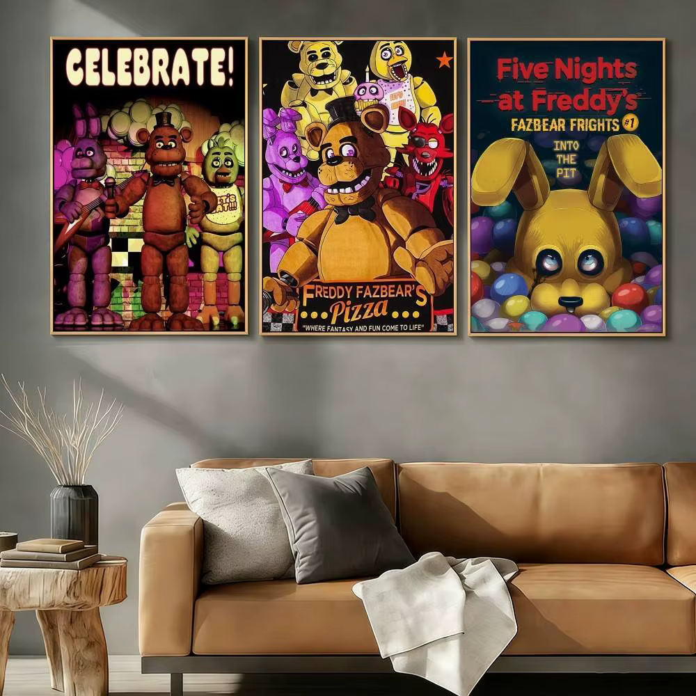Fnaf Five-nights-At-Freddys – affiches classiques, autocollants, impression artistique, décoration murale artistique rétro HD, décoration murale pour salon, chambre à coucher, cadeau pour la maison