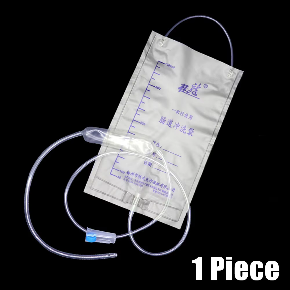 Lot de 10 sacs de lavement pour l'intestin de 1000 ml, nettoyeur anal et vaginal, sac de détoxification au café jetable pour le nettoyage du côlon, contre la constipation