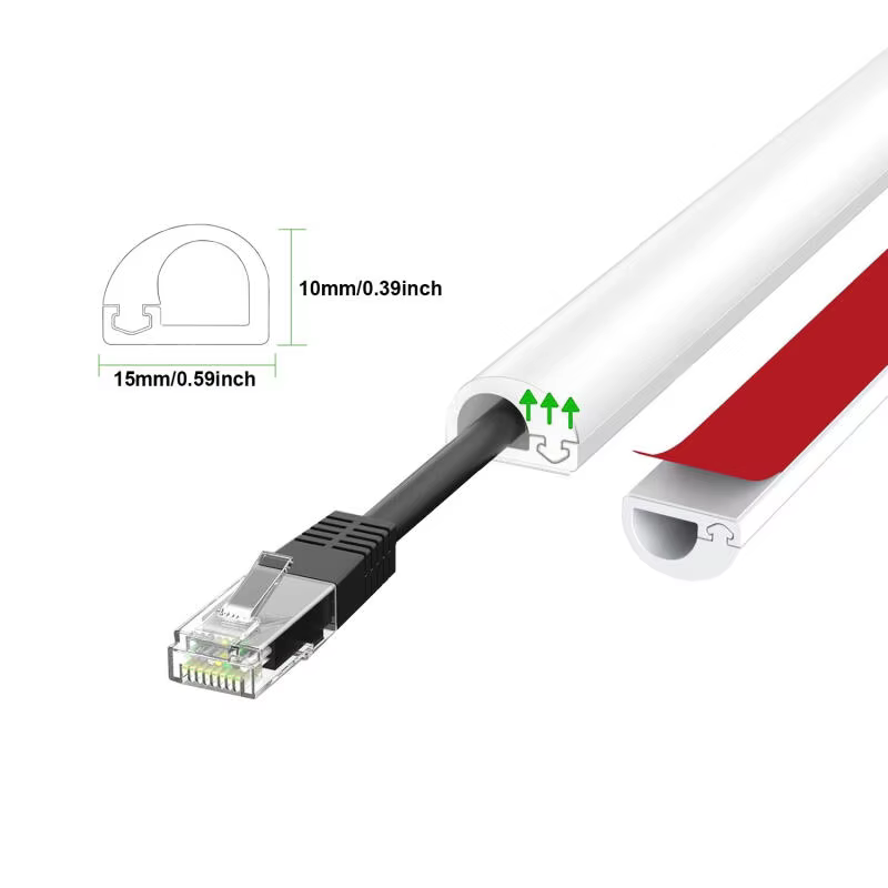 Passerelle de câble flexible de 1M, gaine de couverture de fil en PVC auto-adhésive pour cacher des cordons sur les sols, gestion des câbles TV de bureau à domicile