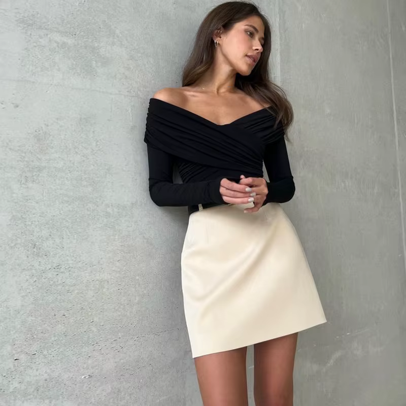 Nouveaux Bodys pour femmes Automne Sexy Dos nu Uni Corset Ajusté Mode Croisé Manches longues Décontracté Élégant