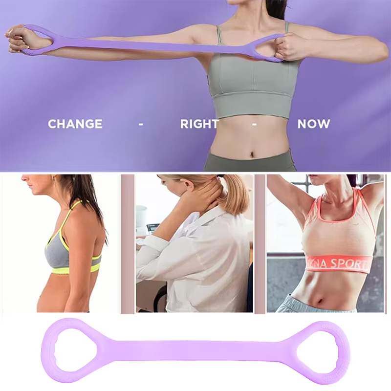 Civière en forme de 8 pour le fitness à domicile, la mise en forme du dos, bande élastique avec épaule ouverte et bande d'étirement du dos pour l'exercice des épaules