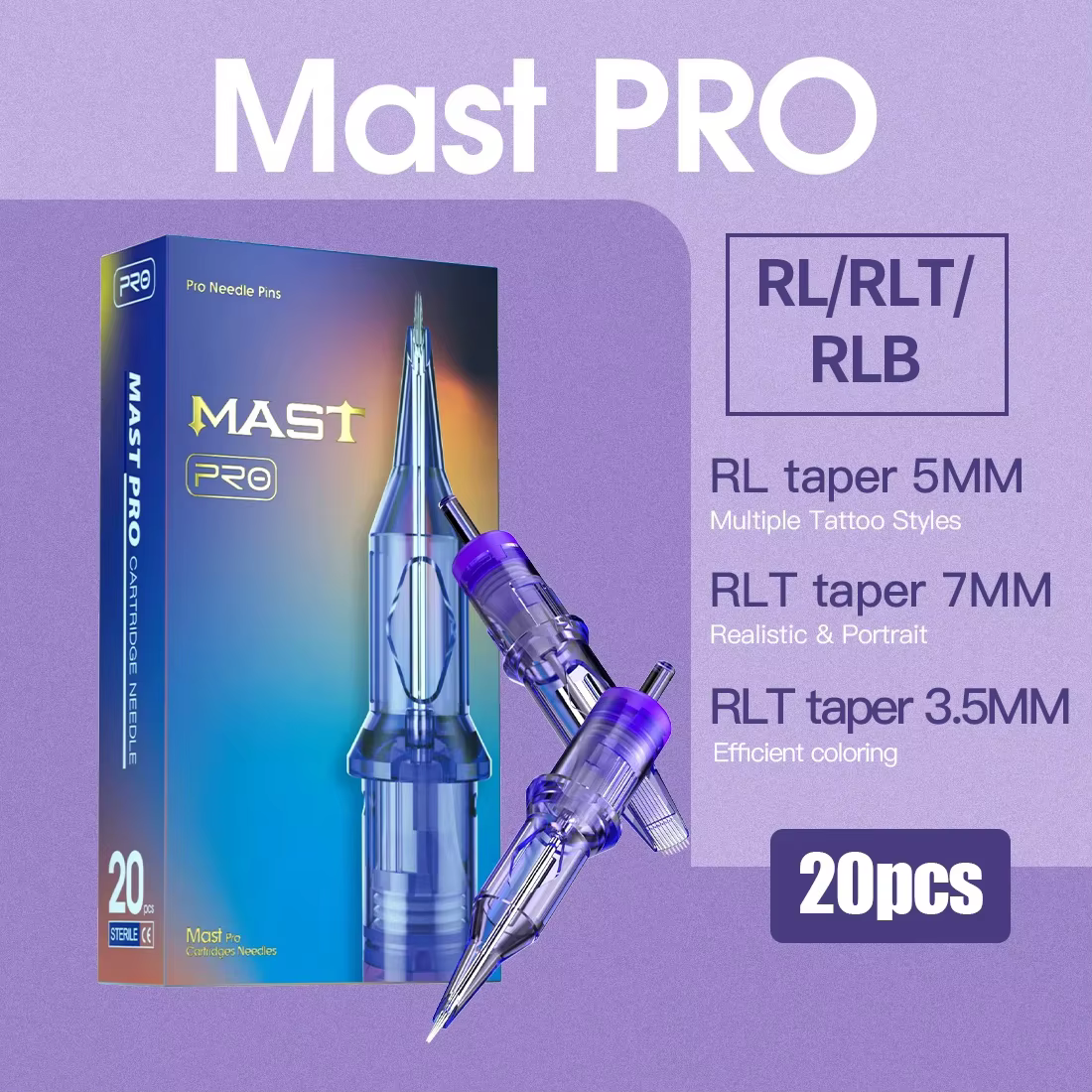 Mast Pro Aiguilles à cartouche de tatouage PMU, 1RL, 3RL haute précision, destinées au tatouage, maquillage permanent, micropigmentation, eye-liner, lèvres et sourcils