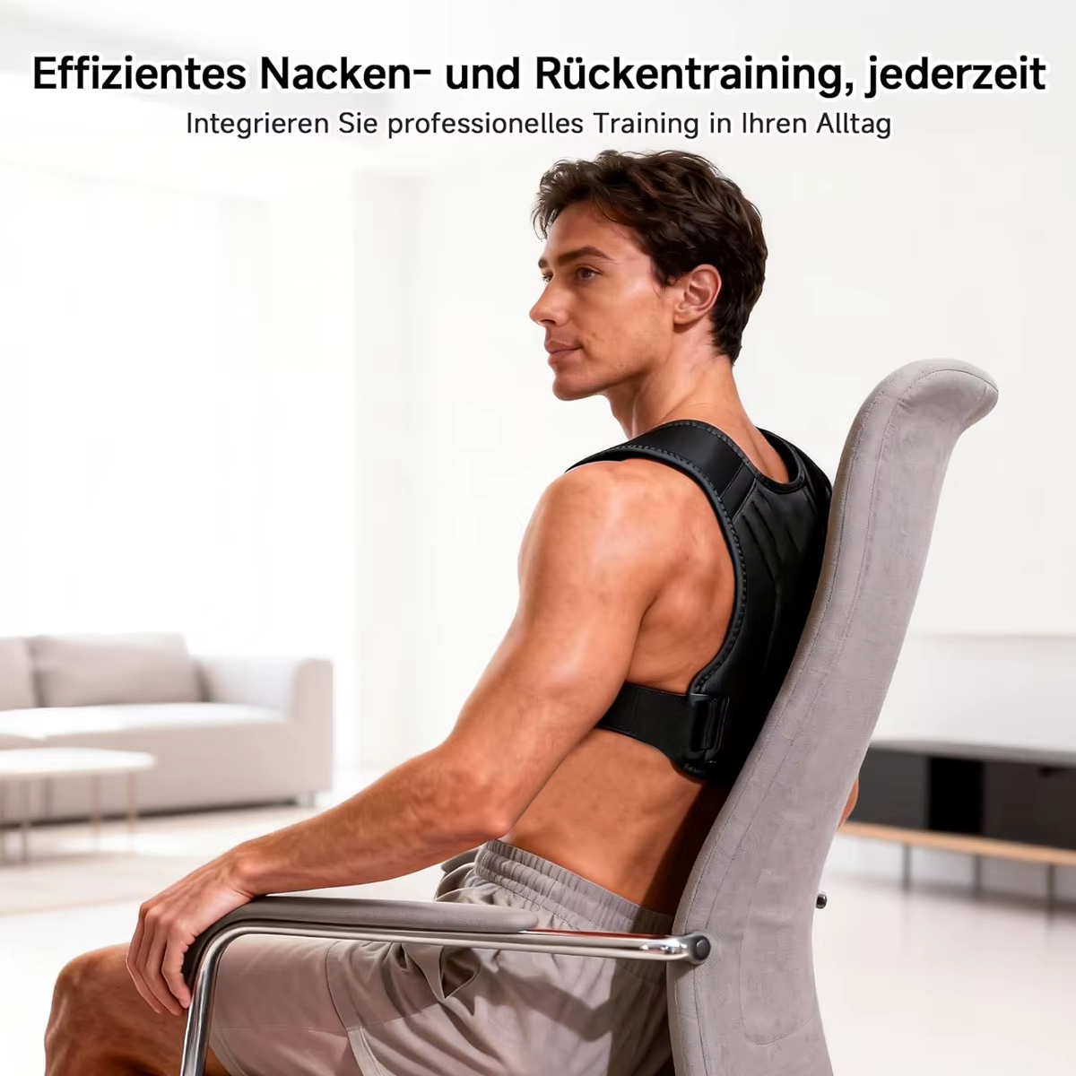 Ceinture Correctrice de Posture avec Stimulateur Musculaire EMS et Masseur Dorsal - Soulagement Ajustable de la Douleur à l'Épaule pour le Bureau et la Maison