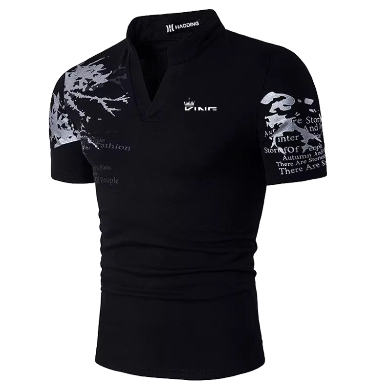 Polo de Golf pour hommes, imprimé graphique, col en V, extérieur, rue, manches courtes, vêtements imprimés, sport, mode, Streetwear de styliste