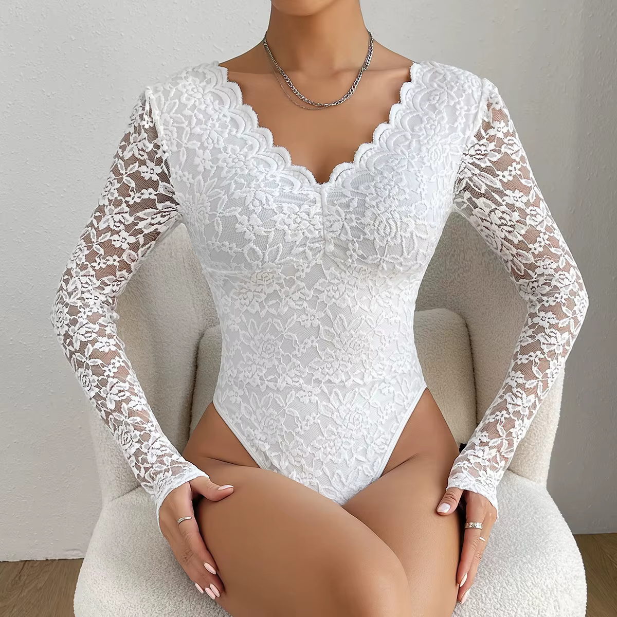 Body Sexy en dentelle blanche pour femmes