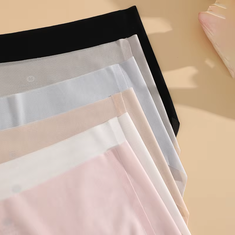 4 pièces/ensemble femmes glace soie sans couture culottes Ultra mince slips sous-vêtements respirants femme taille
