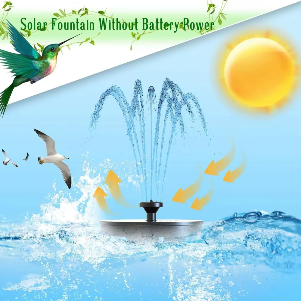 Pompe à eau solaire avec 6 buses, fontaine d'extérieur pour bain d'oiseaux, jardin, étang, piscine, décoration d'aquarium