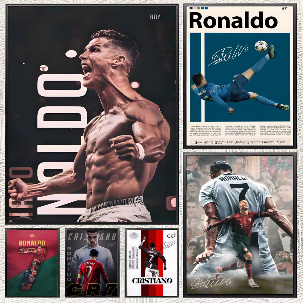 Affiches sportstar C-C.R-Ronaldo, impression sur papier auto-adhésif, pour la maison, le salon, la chambre à coucher, l'entrée, le Bar, le café, l'art